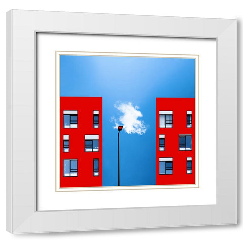 Blue and red White Modern Wood Framed Art Print with Double Matting by Schuster, Inge