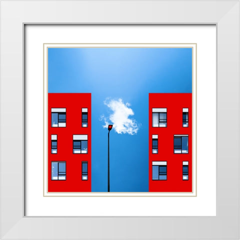 Blue and red White Modern Wood Framed Art Print with Double Matting by Schuster, Inge