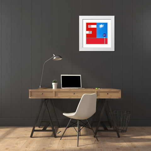 Blue and red White Modern Wood Framed Art Print with Double Matting by Schuster, Inge