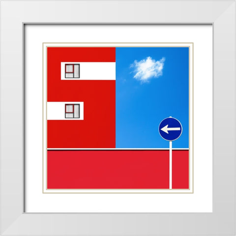 Blue and red White Modern Wood Framed Art Print with Double Matting by Schuster, Inge