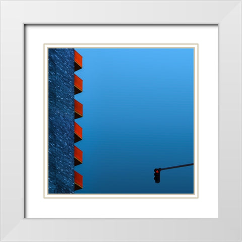 Red Balconies White Modern Wood Framed Art Print with Double Matting by Schuster, Inge