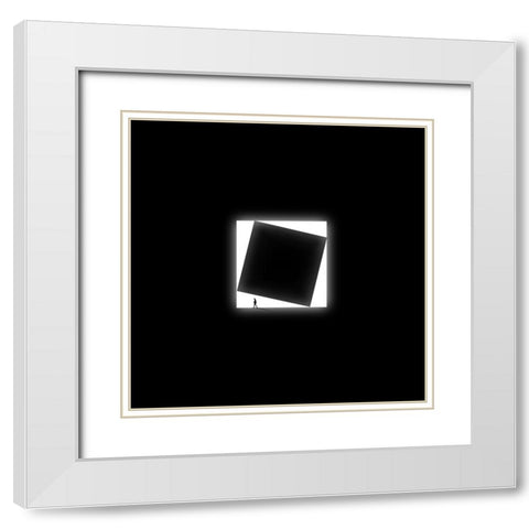Cube White Modern Wood Framed Art Print with Double Matting by Malijani, Hadi