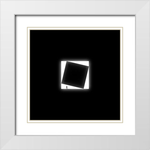 Cube White Modern Wood Framed Art Print with Double Matting by Malijani, Hadi
