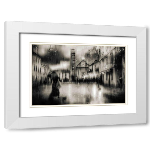 ...As We Walked The City Streets-You Never Said A Word... White Modern Wood Framed Art Print with Double Matting by Gerber, Charlaine