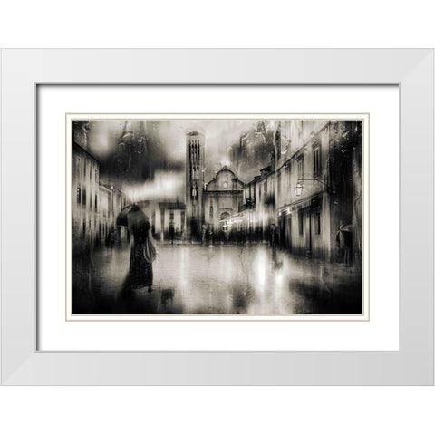 ...As We Walked The City Streets-You Never Said A Word... White Modern Wood Framed Art Print with Double Matting by Gerber, Charlaine