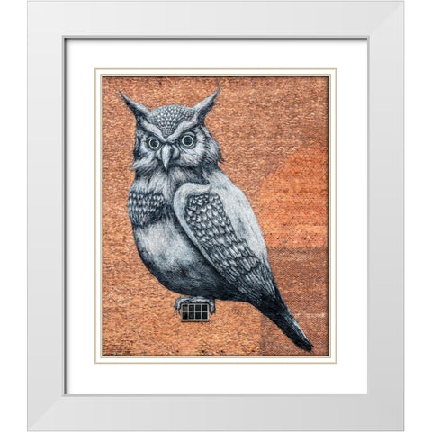 Tag Owl Hasselt White Modern Wood Framed Art Print with Double Matting by Philippe, Laruelle