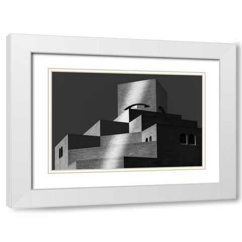 Mia White Modern Wood Framed Art Print with Double Matting by Allam, Abdelkader