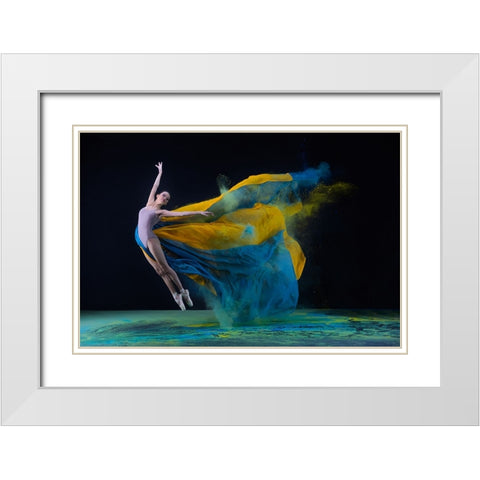 Ballerina Jade With Colourful Cloth White Modern Wood Framed Art Print with Double Matting by Suhardjo, Lisdiyanto