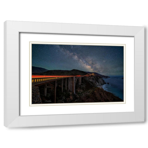 Reaching To The Galaxy White Modern Wood Framed Art Print with Double Matting by An, Anna