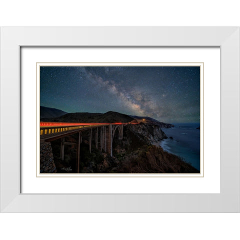 Reaching To The Galaxy White Modern Wood Framed Art Print with Double Matting by An, Anna