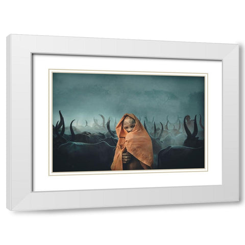 Children of Mundari, South Sudan White Modern Wood Framed Art Print with Double Matting by Yosifov, Svetlin