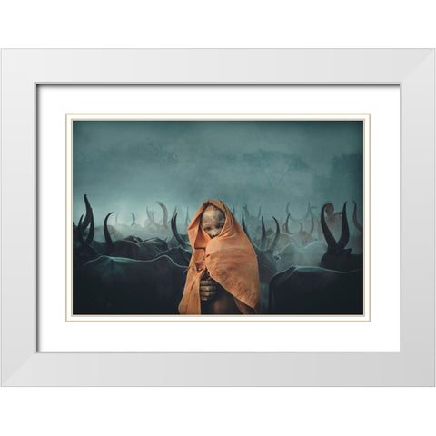 Children of Mundari, South Sudan White Modern Wood Framed Art Print with Double Matting by Yosifov, Svetlin