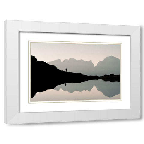 Reflection White Modern Wood Framed Art Print with Double Matting by Zadra, Francesco