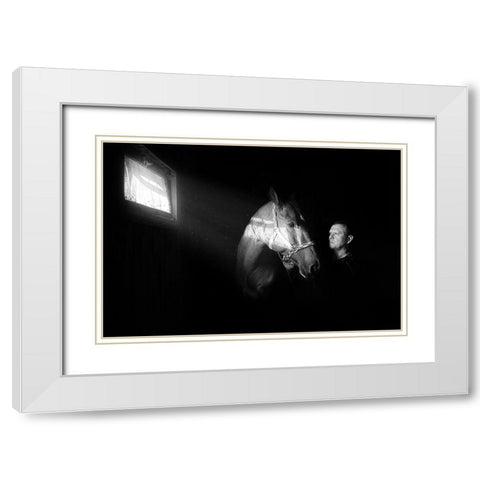 Mute Conversation White Modern Wood Framed Art Print with Double Matting by Kazun, Andrii