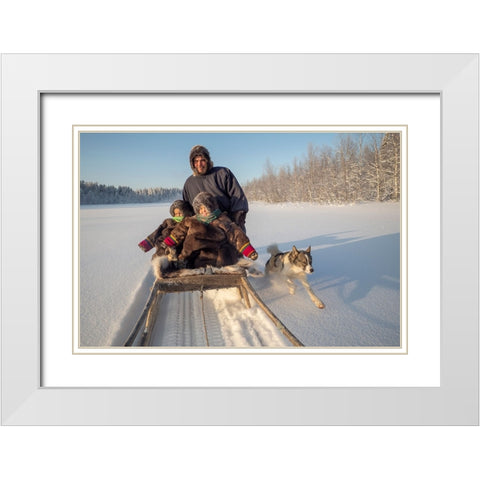 Family Trip White Modern Wood Framed Art Print with Double Matting by Rebro, Marcel