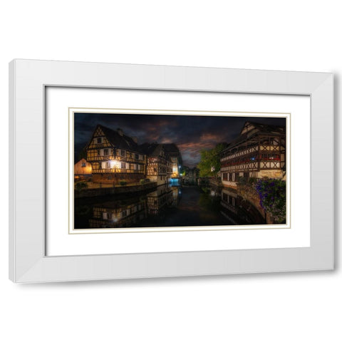 Le Petite France I White Modern Wood Framed Art Print with Double Matting by Lopez, Bartolome