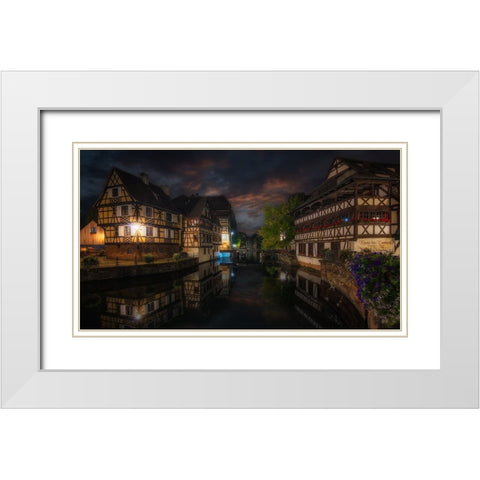 Le Petite France I White Modern Wood Framed Art Print with Double Matting by Lopez, Bartolome