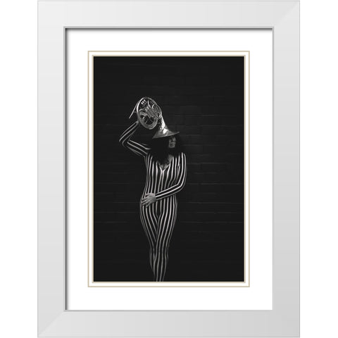 Music White Modern Wood Framed Art Print with Double Matting by Zvagina, Dzintra