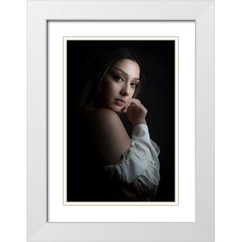 Maki White Modern Wood Framed Art Print with Double Matting by Franke, Ruth