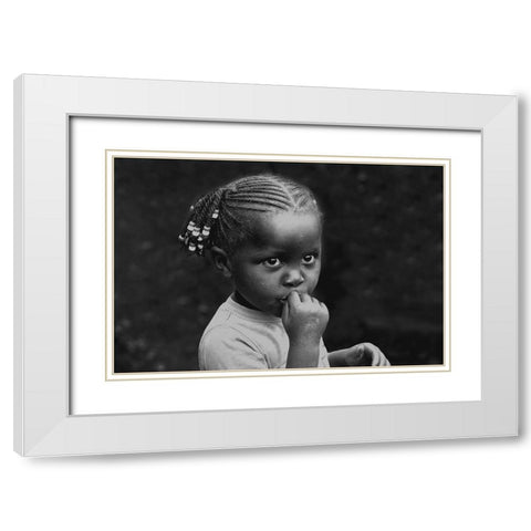 Expecting White Modern Wood Framed Art Print with Double Matting by D. Tang, Lisa