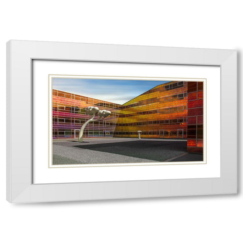 Multicoloured Mirror Building White Modern Wood Framed Art Print with Double Matting by Claes, Gilbert