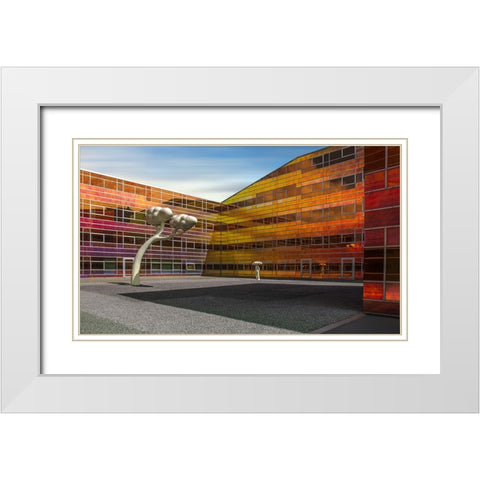 Multicoloured Mirror Building White Modern Wood Framed Art Print with Double Matting by Claes, Gilbert