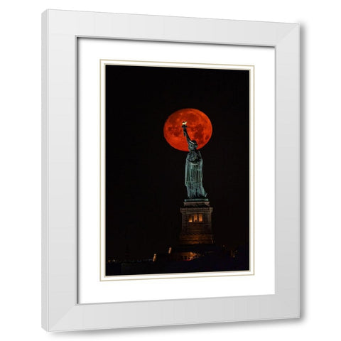 2022 july buck moon White Modern Wood Framed Art Print with Double Matting by J Rao, Jenny