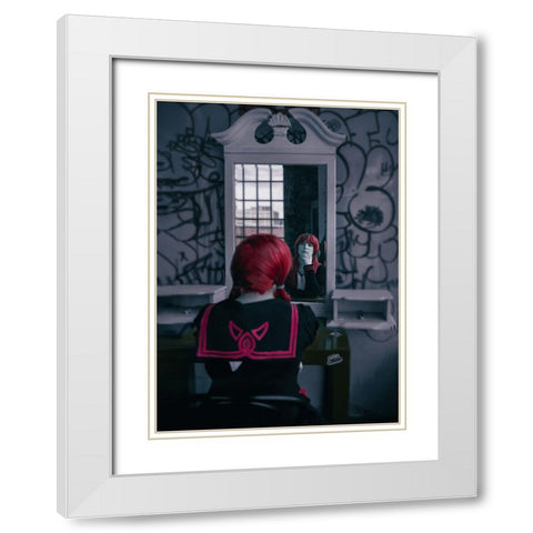 Thinking White Modern Wood Framed Art Print with Double Matting by Liu, Yanny