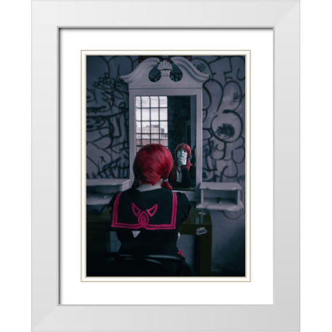 Thinking White Modern Wood Framed Art Print with Double Matting by Liu, Yanny