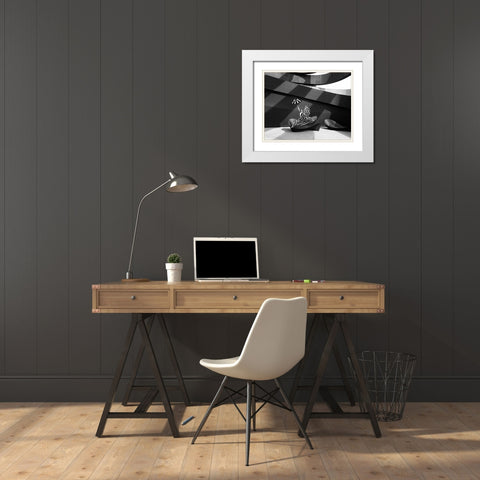 Jump In B/W White Modern Wood Framed Art Print with Double Matting by Waldmann, Shlomo