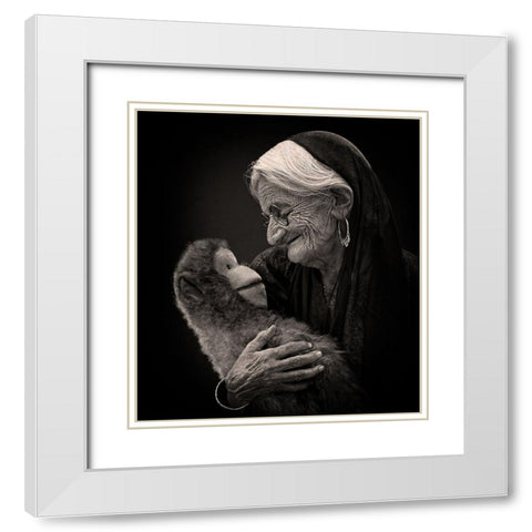 Companions White Modern Wood Framed Art Print with Double Matting by Nayyer Reza, Sayyed