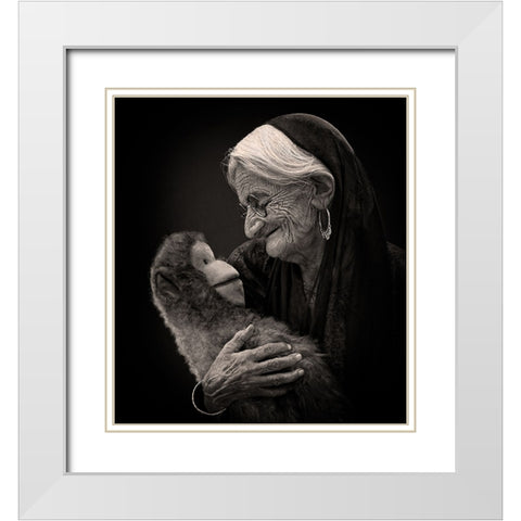 Companions White Modern Wood Framed Art Print with Double Matting by Nayyer Reza, Sayyed