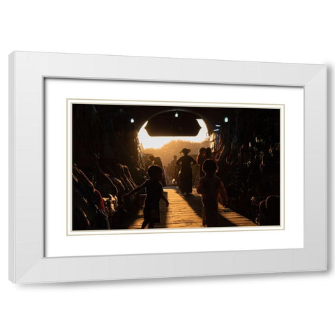 Play time White Modern Wood Framed Art Print with Double Matting by Om, Amaya