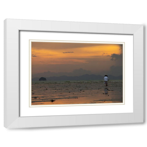 On Her Own White Modern Wood Framed Art Print with Double Matting by Om, Amaya