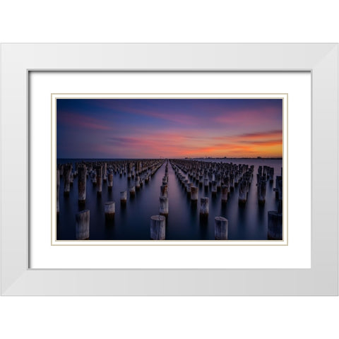 Princes Pier White Modern Wood Framed Art Print with Double Matting by Zhen Yu, James