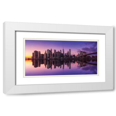 sunset reflections White Modern Wood Framed Art Print with Double Matting by Garcia, Helena