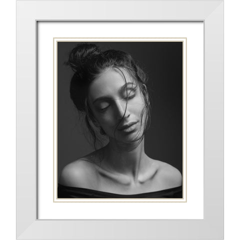 Lea White Modern Wood Framed Art Print with Double Matting by Shiki, Shizuo