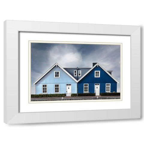 Summer cottages by the sea... White Modern Wood Framed Art Print with Double Matting by Claes, Gilbert