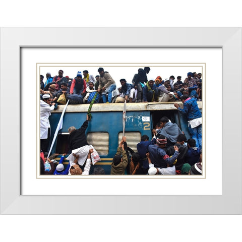 Riding On Train White Modern Wood Framed Art Print with Double Matting by Mahabub Hossain, Md