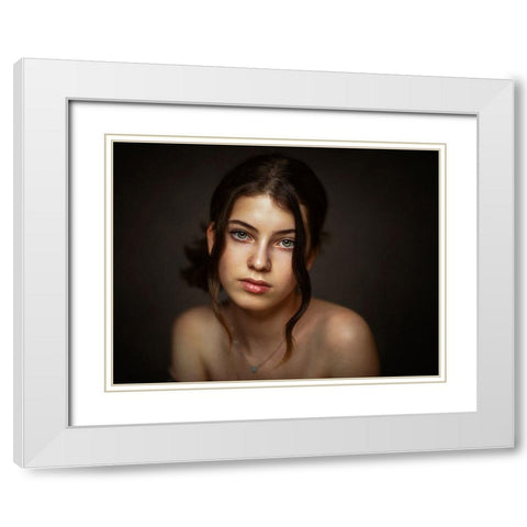 Diana White Modern Wood Framed Art Print with Double Matting by Rise, Zachar
