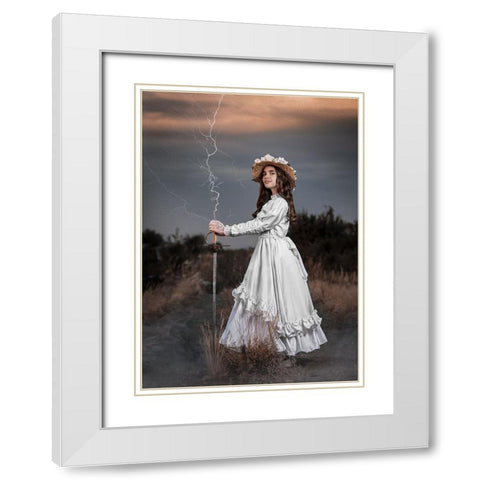 The Princess Of Lightning White Modern Wood Framed Art Print with Double Matting by Girmencea, Robert