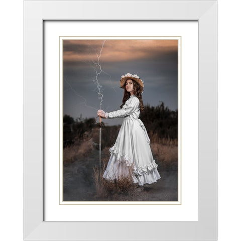 The Princess Of Lightning White Modern Wood Framed Art Print with Double Matting by Girmencea, Robert