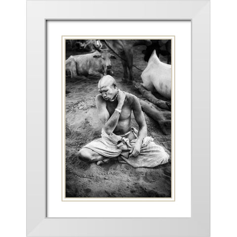 Mundari Ash Veneer White Modern Wood Framed Art Print with Double Matting by Cole, Trevor