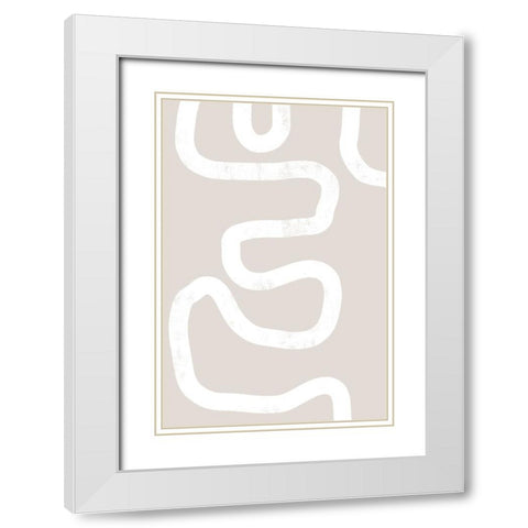Abstract Position No 2 White Modern Wood Framed Art Print with Double Matting by Uplusmestudio