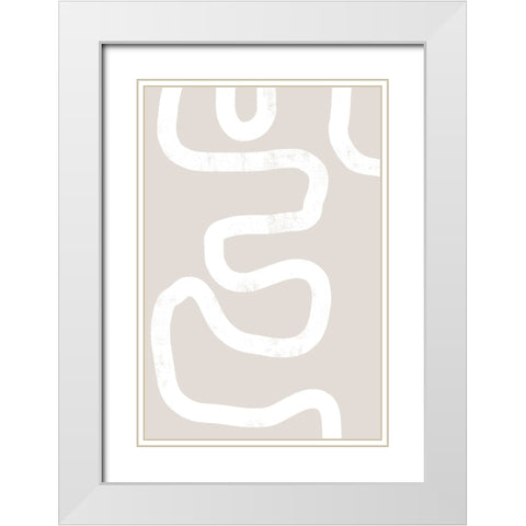Abstract Position No 2 White Modern Wood Framed Art Print with Double Matting by Uplusmestudio