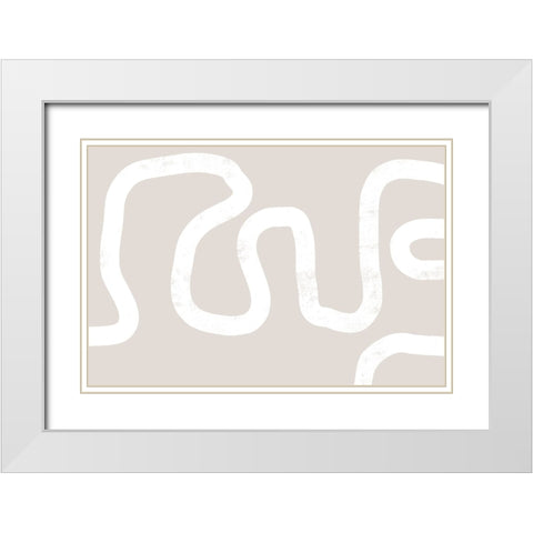 Abstract Position No 2 White Modern Wood Framed Art Print with Double Matting by Uplusmestudio