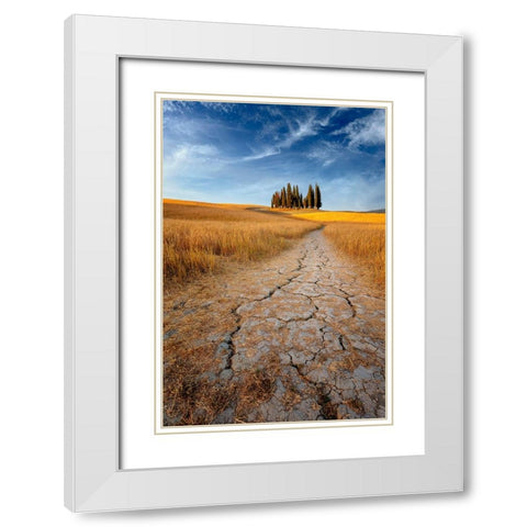 Path Of Cracks White Modern Wood Framed Art Print with Double Matting by Hatch, Richie