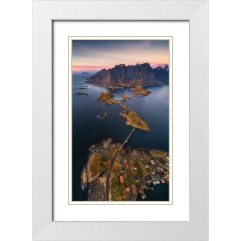 Connection White Modern Wood Framed Art Print with Double Matting by Xu, Mei