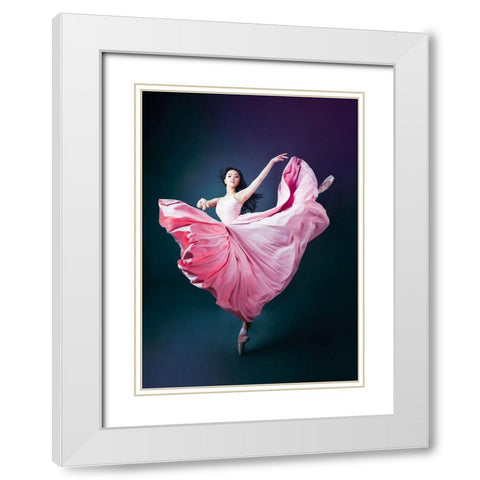 The Pink White Modern Wood Framed Art Print with Double Matting by Meng, Mia