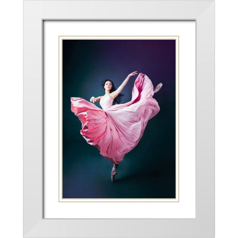 The Pink White Modern Wood Framed Art Print with Double Matting by Meng, Mia